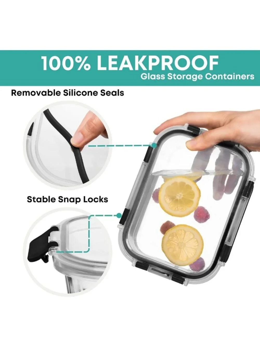 30 PC Glass Meal Prep Containers with Lids - Airtight, Leakproof, Oven